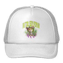Cute cat funny comic art mesh hats