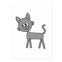 Cute Cat. Grey Cat Walking. Postcards