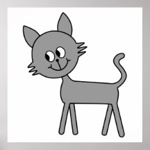Cute Cat. Grey Cat Walking. Posters