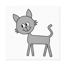 Cute Cat. Grey Cat Walking. Stretched Canvas Print