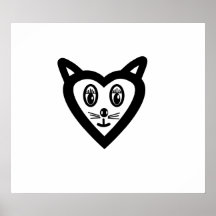 Cute cat heart face print