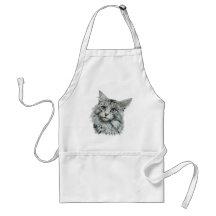 Cute cat in coloured pencil apron