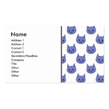 Cute cat pattern. Dark Blue. Business Card