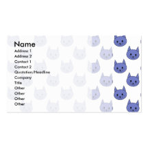 Cute cat pattern. Dark Blue. Business Card