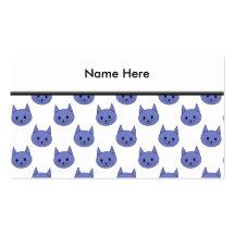 Cute cat pattern. Dark Blue. Business Card Templates