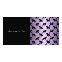 Cute Cats with Moons and Stars Pattern Personalized Photo Card