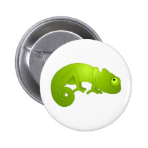 Cute Chameleon - Green Pinback Button
