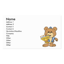cute Chanukah  hanukkah Menorah teddy bear Business Card Template