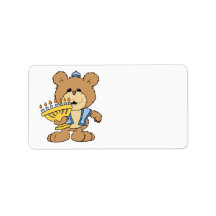 cute Chanukah  hanukkah Menorah teddy bear Address Label