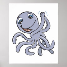 cute cheering octopus poster