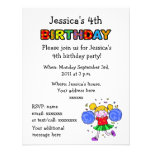 Cute cheerleader 4th birthday girl party invitations