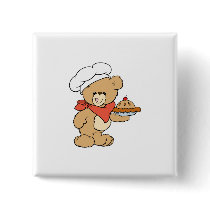 Cute Chef Baker Bear Pinback Button