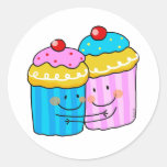 cute cherry cupcakes best friends round sticker
