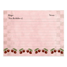 Cute Cherry Recipe Cards Postcard
