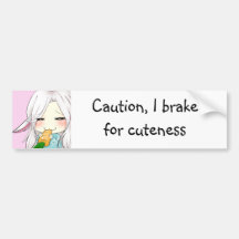 Cute chibi girl with bunny ears bumpersticker bumper sticker