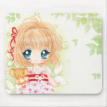 Cute chibi girl with kawaii plushie mouse pads