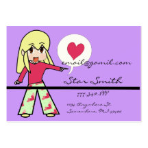 Cute Chibi Heart - Yellow Hair Business Card Templates