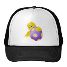 Cute chick and painted chocolate Easter egg Mesh Hats