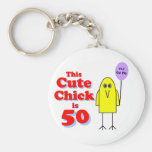 Cute chick is 50! keychains