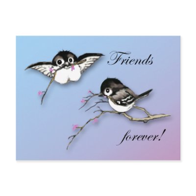 Cute Chickadee Postcard Friends Forever by natures_edge