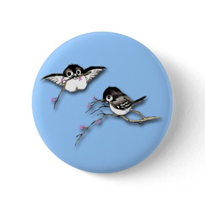 Cute Chickadees Button by natures_edge