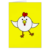 Cute Chicken Dance - White and Yellow Greeting Cards