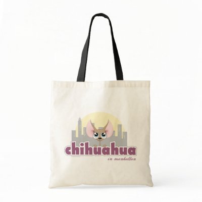 Cute Chihuahua in Manhattan Dog Tote Bag by LisaMarieDesign