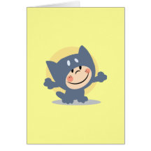 Cute Child Dressed In Cat Suit Greeting Card