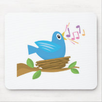 cute chirping bluebird mouse pad