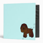 Cute Chocolate Cocker Spaniel Cartoon Blue Vinyl Binder
