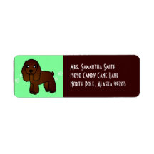 Cute Chocolate Cocker Spaniel Cartoon Green Custom Return Address Labels