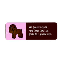 Cute Chocolate Cocker Spaniel Cartoon Pink Custom Return Address Label