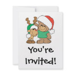 Cute Christmas Bear and Reindeer Invitations