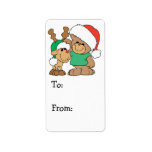 Cute Christmas Bear and Reindeer Address Label