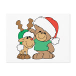Cute Christmas Bear and Reindeer Postcards