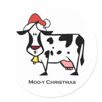 Cute Christmas Cow Sticker