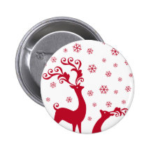 Cute Christmas deers with snowflakes Button