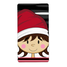 Cute Christmas Elf Sticker Label