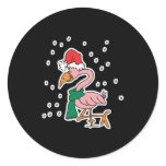 cute christmas flamingo round sticker