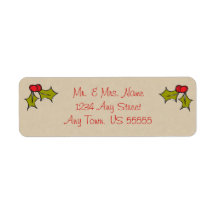 Cute Christmas Holly Address Labels