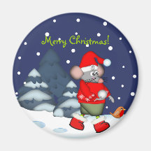 Cute Christmas magnet with Mouse and Text