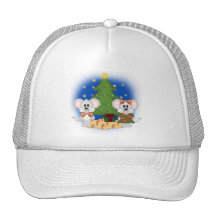 Cute Christmas Mice with Customizable Text Mesh Hat