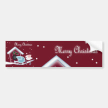 Cute Christmas mistletoe kissing  birds gifts Bumper Stickers