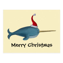 Cute Christmas Narwhal Postcard