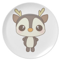 cute christmas penguin reindeer character dinner plates