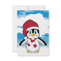Cute Christmas Penguin RSVP Card Custom Announcements