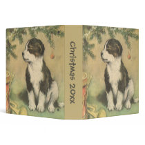 Cute Christmas Puppy Sitting Under Christmas Tree 3 Ring Binder