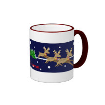Cute Christmas Santa Reindeer cartoon mug