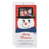 Cute Christmas Snowman Photo Card
