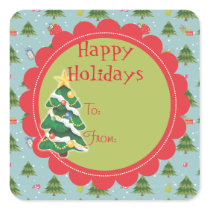 Cute Christmas Tree holiday gift tag Sticker